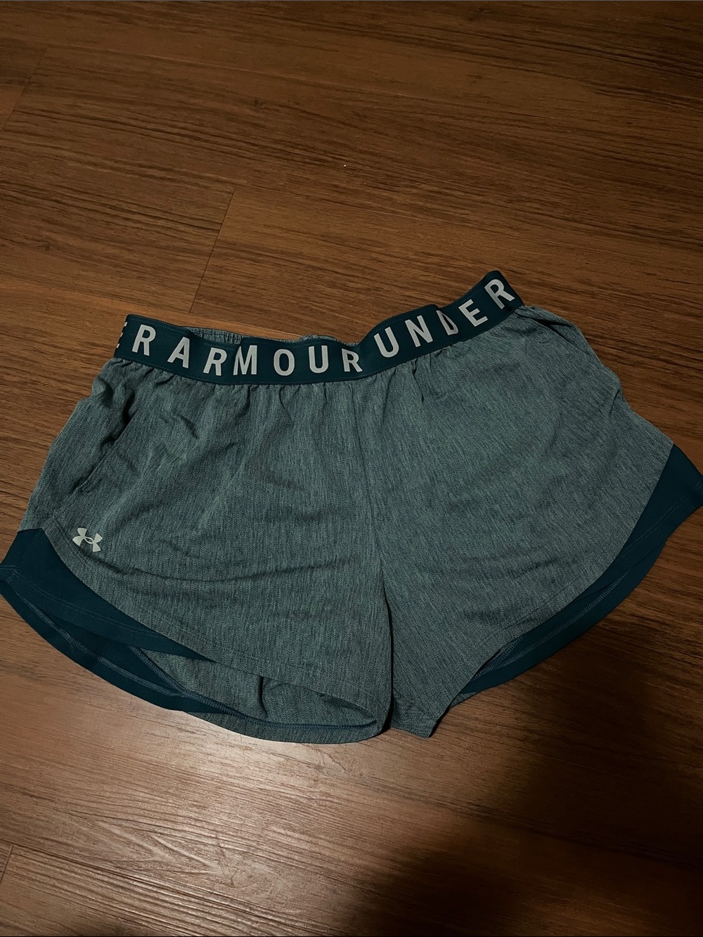 Under Armour Teal-Green Stretch Training Shorts with Logo Waistband